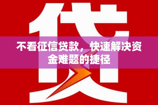 南化不看征信贷款，快速解决资金难题的捷径