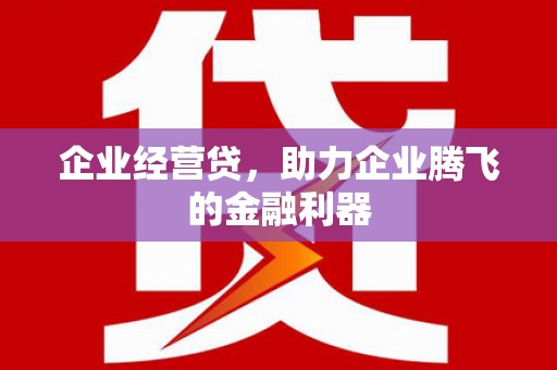 南化企业经营贷，助力企业腾飞的金融利器