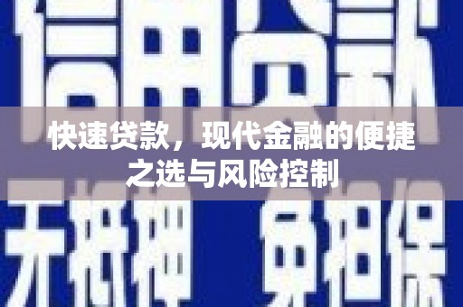 南化快速贷款，现代金融的便捷之选与风险控制
