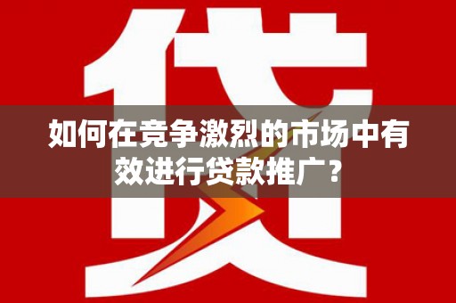 南化如何在竞争激烈的市场中有效进行贷款推广？