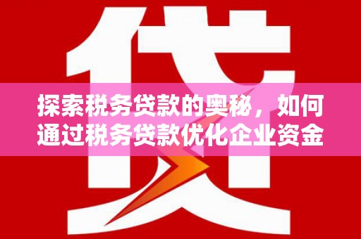 南化探索税务贷款的奥秘，如何通过税务贷款优化企业资金流