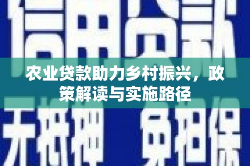 南化农业贷款助力乡村振兴，政策解读与实施路径