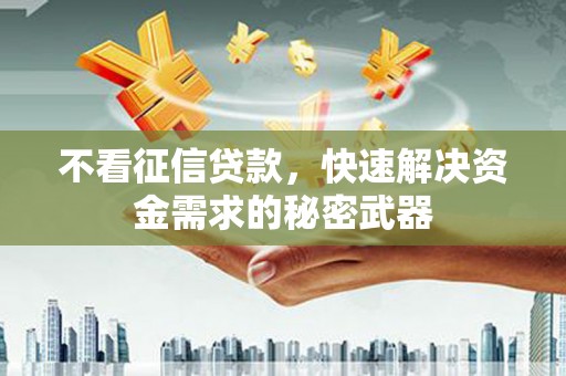 南化不看征信贷款，快速解决资金需求的秘密武器