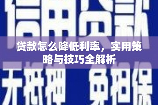 南化贷款怎么降低利率，实用策略与技巧全解析