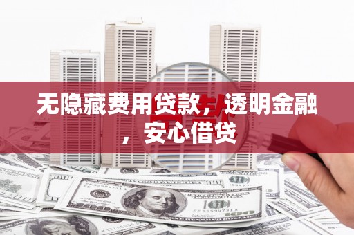 南化无隐藏费用贷款，透明金融，安心借贷
