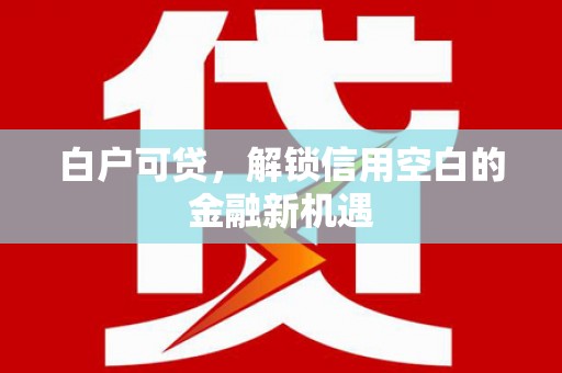 南化白户可贷，解锁信用空白的金融新机遇